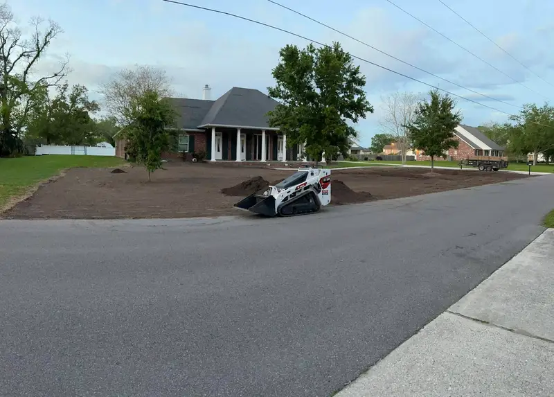 Fresh sod installation by Southern Grounds LLC, transforming a New Orleans backyard with lush, green, and healthy grass.