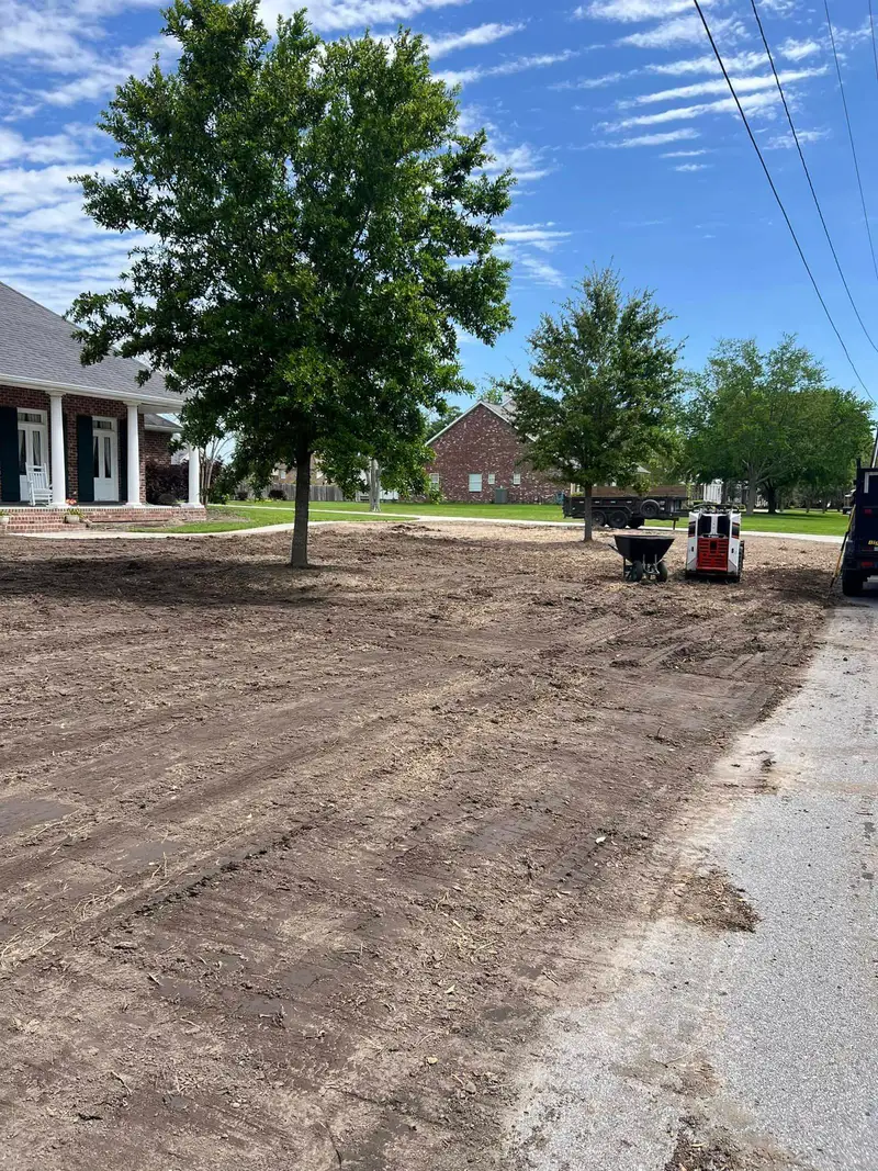 Fresh sod installation by Southern Grounds LLC, transforming a New Orleans backyard with lush, green, and healthy grass.