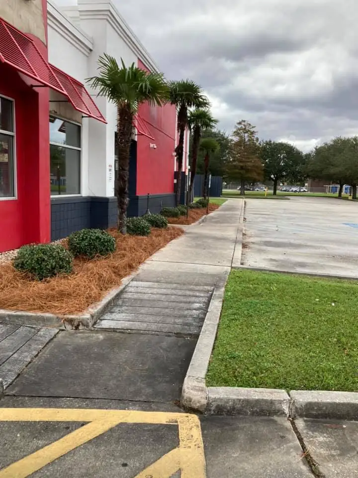 Beautiful landscaping flowerbeds with mulch crafted and installed by Southern Grounds, LLC in the greater new orleans area