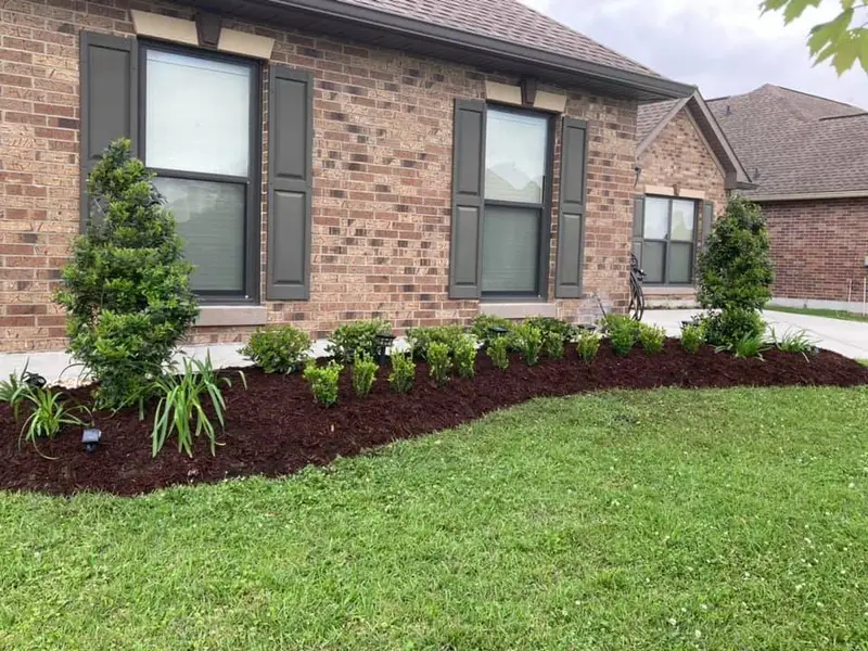 Beautiful landscaping flowerbeds with mulch crafted and installed by Southern Grounds, LLC in the greater new orleans area